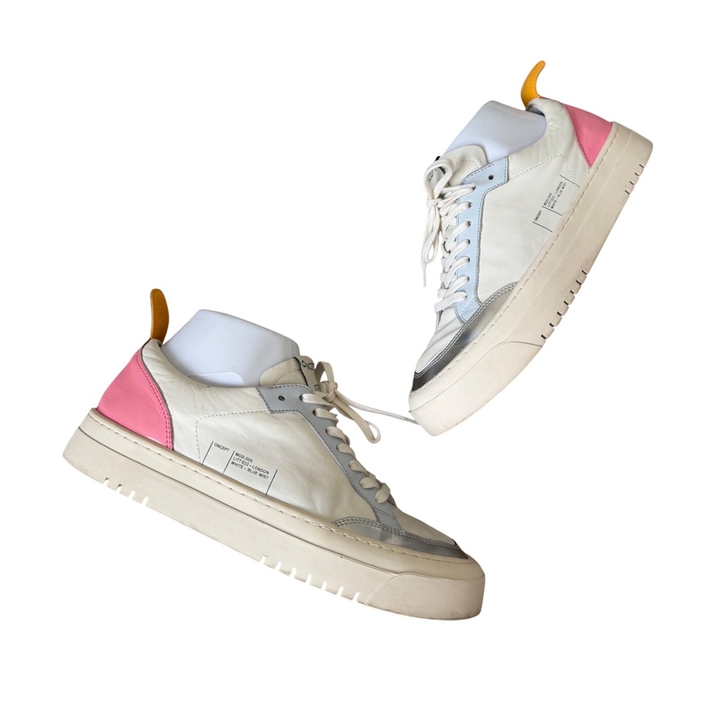 Oncept London Sneakers Leather White Blue Mist Platform 7.5